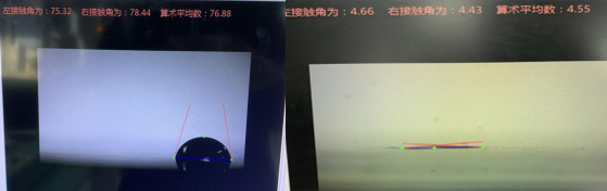 细胞培养皿等离子清洗前后水滴角对比