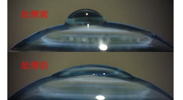 OK镜片等离子清洗前后水滴角对比